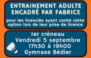 INFOS - 1er entrainement adultes