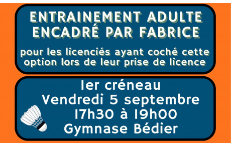 INFOS - 1er entrainement adultes
