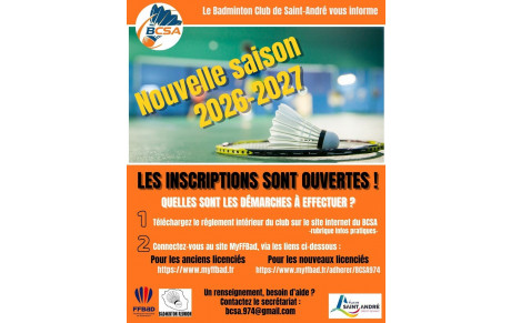 ‼ Les inscriptions pour la saison 2026-2027 sont lancées ‼