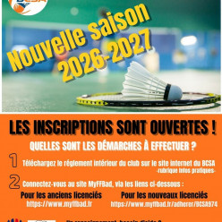 ‼ Les inscriptions pour la saison 2026-2027 sont lancées ‼